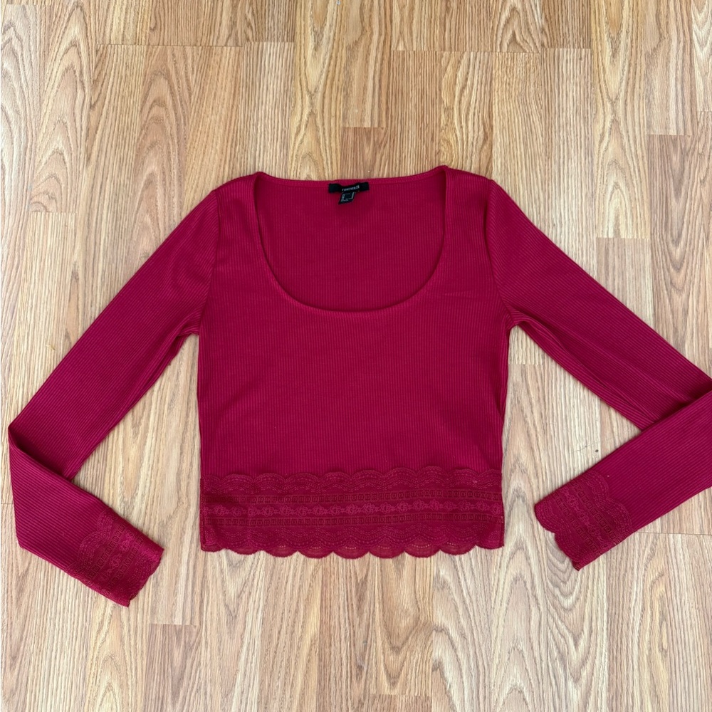 Forever 21 Lace Trim Crop Top